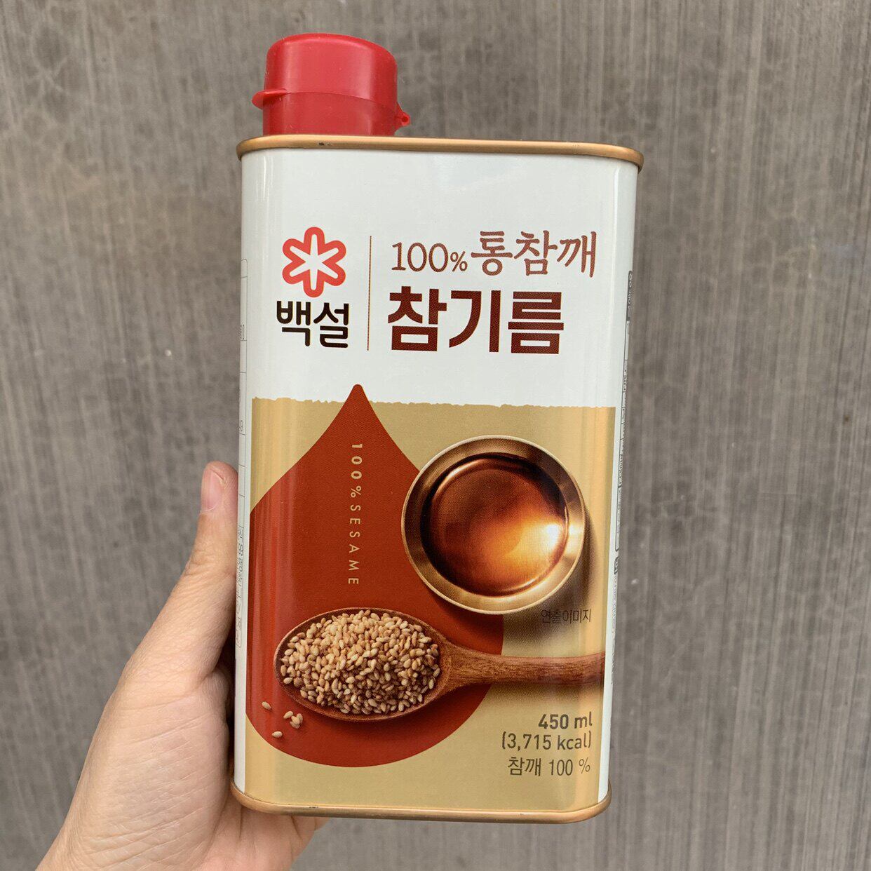 韩国希杰白雪香油100%压榨芝麻油 进口香油石锅拌饭香油 450ml