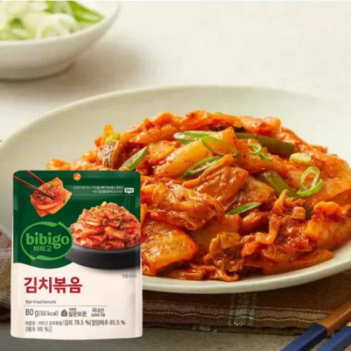 韩国代购bibigo必品阁炒熟泡菜80g包常温保存急火爆炒保持口感