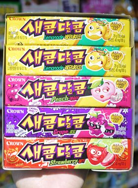 韩国crown可来运rose可来奥酸甜水果软糖草莓葡萄柠檬桃子29g