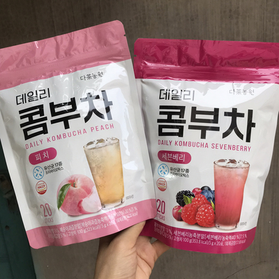 韩国进口康普茶 茶农园水蜜桃柠檬荔枝浆果味乳酸菌水果速溶带杯