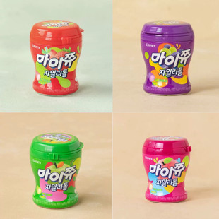 韩国进口CROWN木糖醇外皮水果味道葡萄草莓苹果软糖4重口味110g
