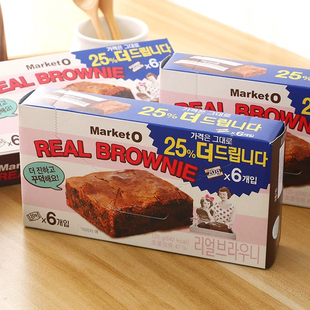 蛋糕小零食品 韩国进口好丽友MarketO巧克力布朗尼120g大盒6枚装