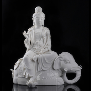 普贤菩萨 德化白瓷观世音菩萨塑像家居办公客厅佛堂工艺品摆件