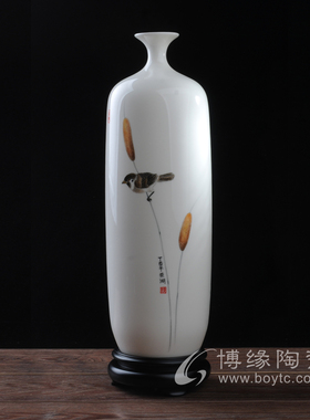 吉祥花鸟陶瓷花瓶德化白瓷客厅家居办公室桌面摆放礼品礼盒装饰品