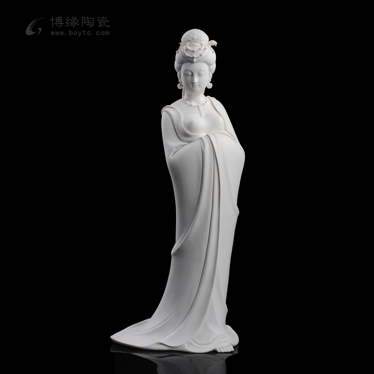 德化陶瓷杨贵妃四大美女德化白瓷唐代古典美女会所家居工艺摆件