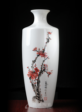 手绘名家风书房花瓶礼品德化白瓷