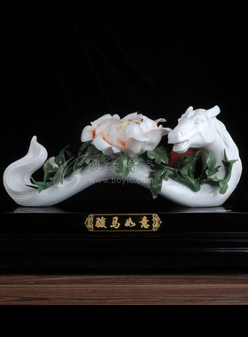 如意德化白瓷花卉骏马工艺礼品