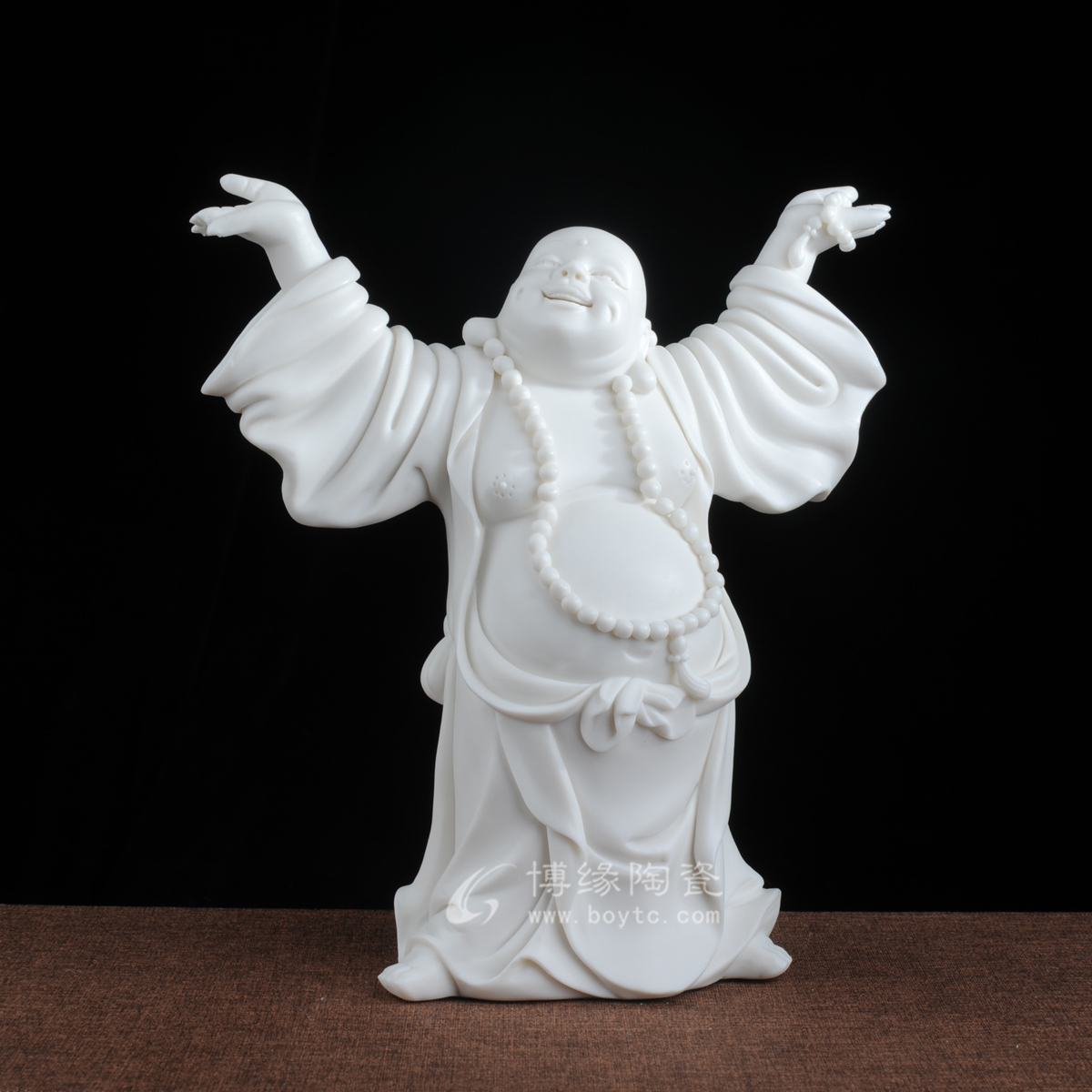 顶天立地佛弥勒佛笑佛摆件陶瓷招财佛像供奉瓷器礼品家居客厅摆设