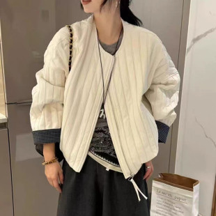 5565韩版轻薄棉服外套秋冬新款女装宽松百搭圆领棒球服外套