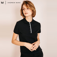 ANDREWMARC2019新款女POLO衫夏纯棉修身保罗领T恤女短袖翻领显瘦