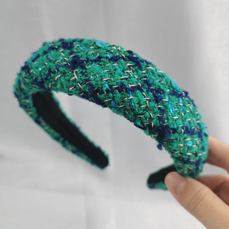 复古绿色毛线发箍2021年新款网红海绵高颅顶百搭外出发卡头箍头饰
