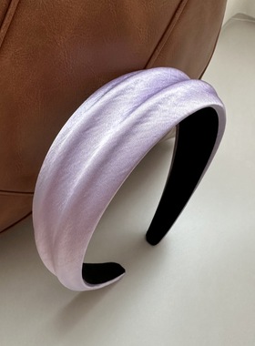 高级感紫色蓝色高颅顶缎面发箍女夏天日常外戴头饰头箍2025新款