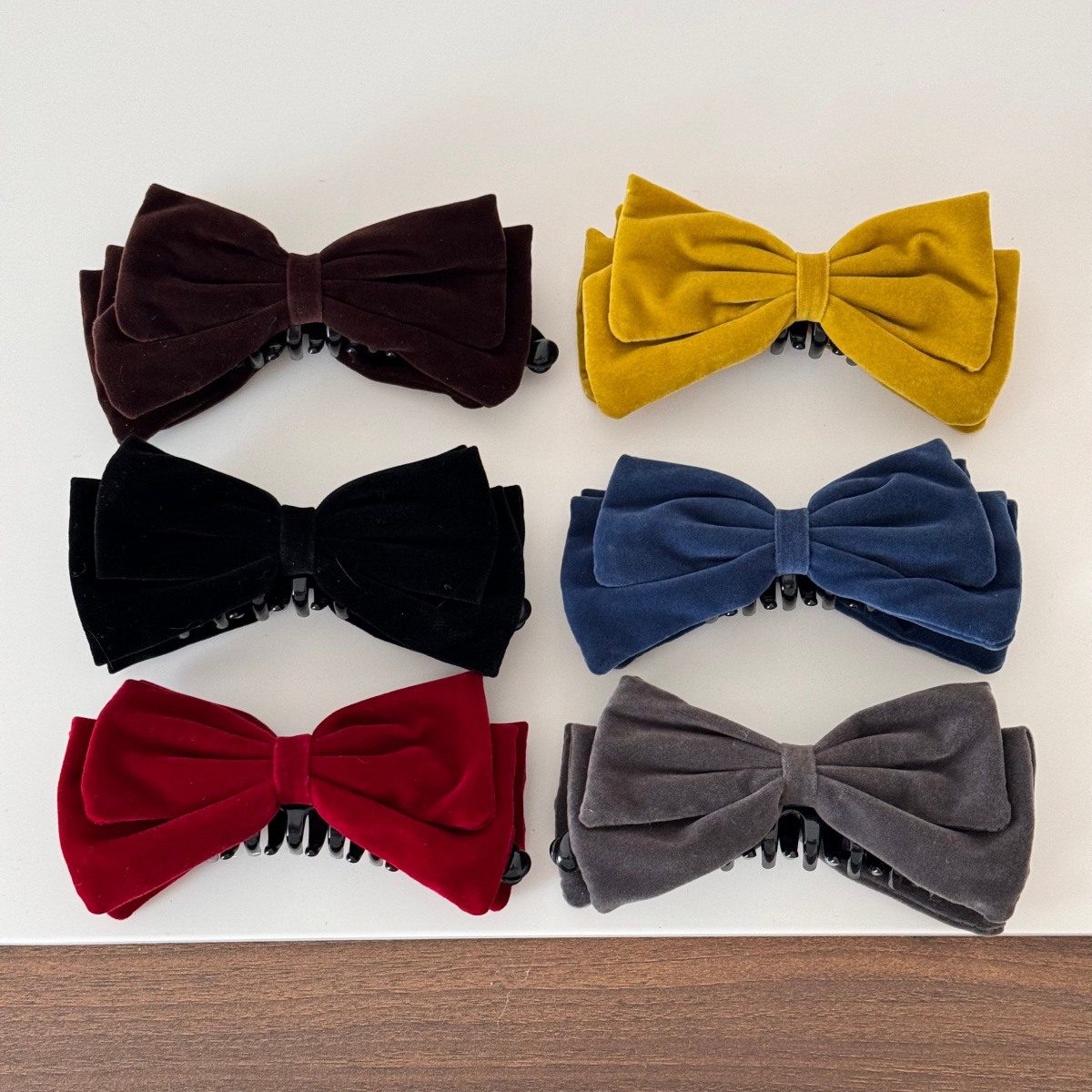 秋冬丝绒双面蝴蝶结香蕉夹后脑勺高马尾扣发夹大号发量多女半扎发