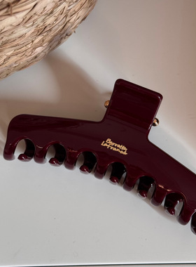 法式高品质红色金标大号抓夹高级感发夹女后脑勺盘发鲨鱼夹发卡