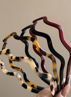 Ruzhen醋酸板材波浪细发箍碎发百搭高级感发饰头箍外出洗脸发卡