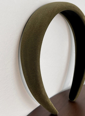 复古咸菜绿发箍高级感纯色高颅顶头箍秋冬气质网红2023年新款发饰