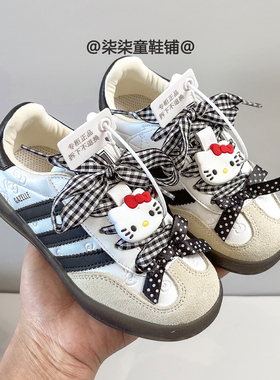 真皮儿童德训鞋2025夏季新款女童软底运动鞋男童休闲板鞋kitty鞋