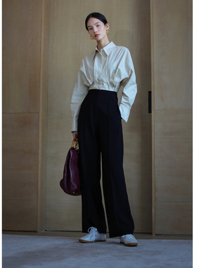 无有无印黑色高腰修腰显瘦裤线腿长显腿直百搭西装裤休闲裤23251