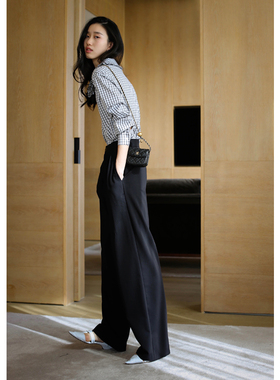 无有无印帅炸天酷炸天 显瘦显高拖地宽松直筒黑色休闲西裤22046