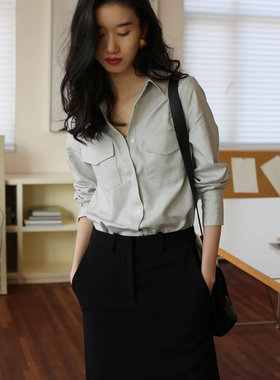 无有无印通勤棉质舒适透气加厚细格子小版型百搭衬衫24319