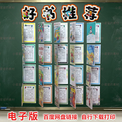 好书推荐环创模板图书角黑板报阅读区可打印素材