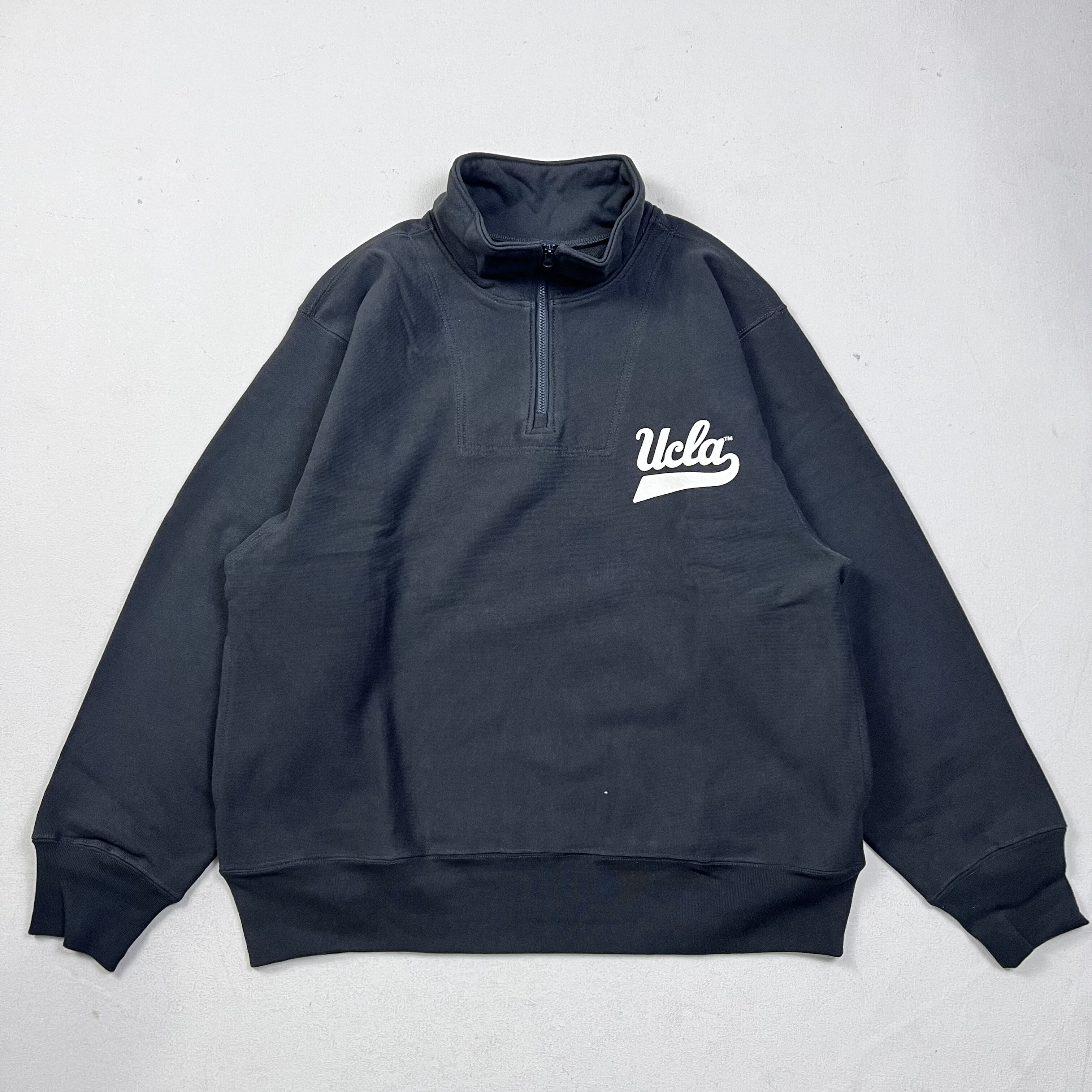 日单男女同款春秋款纯棉立领半拉链卫衣宽松百搭休闲上衣