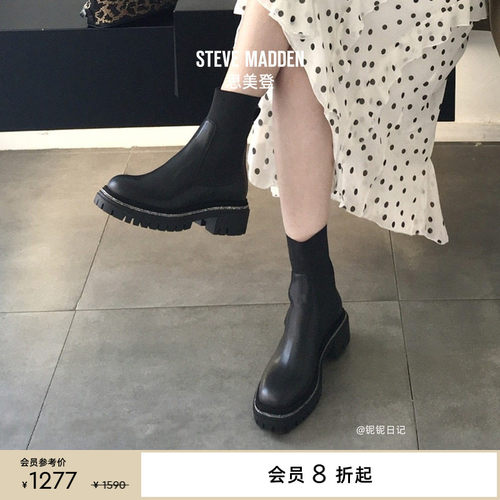 切尔西靴粗跟厚底增高短靴