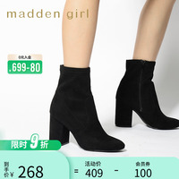 SteveMadden/思美登MaddenGirl系列粗高跟短筒靴女裸靴RAPIDD