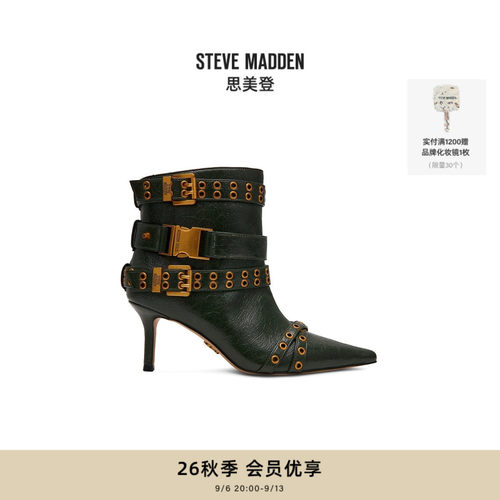 甜酷辣妹朋克尖头高跟时装靴
