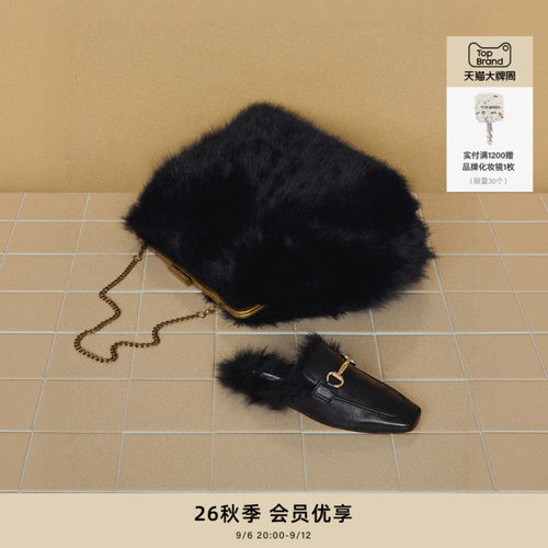 通勤约会温暖穆勒毛毛半拖拖鞋
