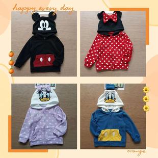 春秋宝宝连帽中性男童女童拉链加绒加厚摇粒绒外套卡通上衣保暖