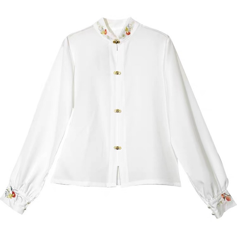 马面裙搭配的上衣新中式国风刺绣衬衫女衬衣古风汉服