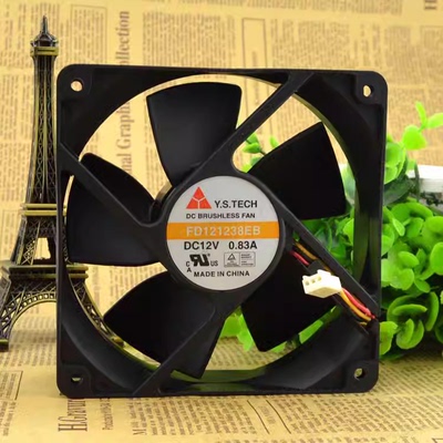 正品元山Y.S.TECH FD121238EB/MB 12038 12V  12CM 双滚珠风扇