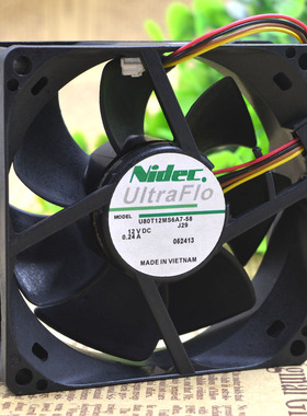 电产8CM/厘米8025 12V静音机箱变频器PWM散热风扇U80T12MS6A7-58