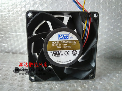 原装AVC 2B08038B48U 8038 8厘米 48V 0.58A PWM双滚珠风扇