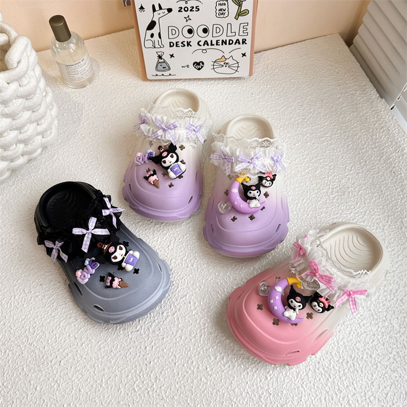 女童可爱卡通库洛米挂饰洞洞鞋