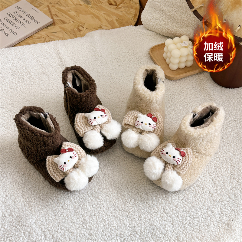 韩版冬季款女童加绒保暖套筒毛毛