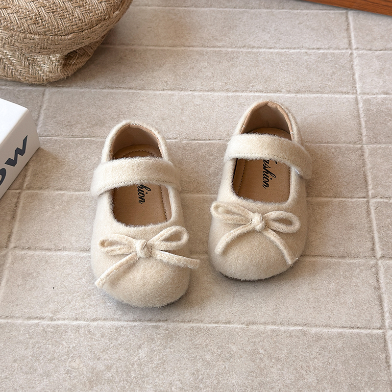 女童法式绒面小香风皮鞋