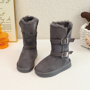 儿童雪地靴长筒女童冬季加绒保暖厚底防滑高筒靴东北加厚大棉靴子