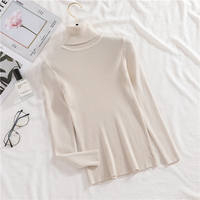 High-neck stretch long-sleeved knitted sweater, a new style for women's autumn and winter wear, a pullover and base layer top, a slim and versatile thin sweater thumbnail 7