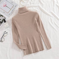 High-neck stretch long-sleeved knitted sweater, a new style for women's autumn and winter wear, a pullover and base layer top, a slim and versatile thin sweater thumbnail 4