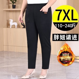 子 胖mm加绒腿粗显瘦运动九分休闲裤 200斤 女裤 2025秋冬加肥加大码