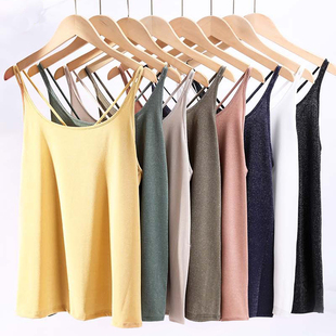 美娜舒丹2361极光闪缎面双肩带美背宽松背心女吊带内搭打底衫 夏新