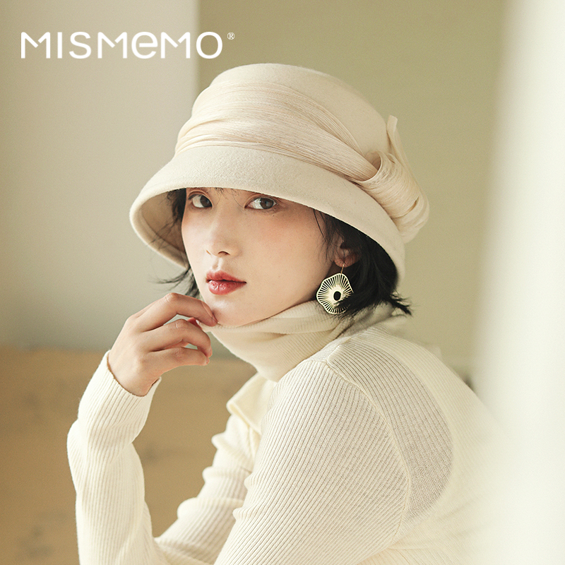 MISMEMO羊毛呢复古礼帽女秋冬