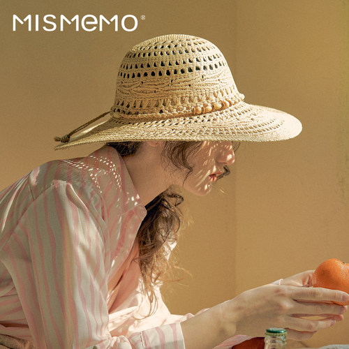MISMEMO法式拉菲草大檐草帽女夏