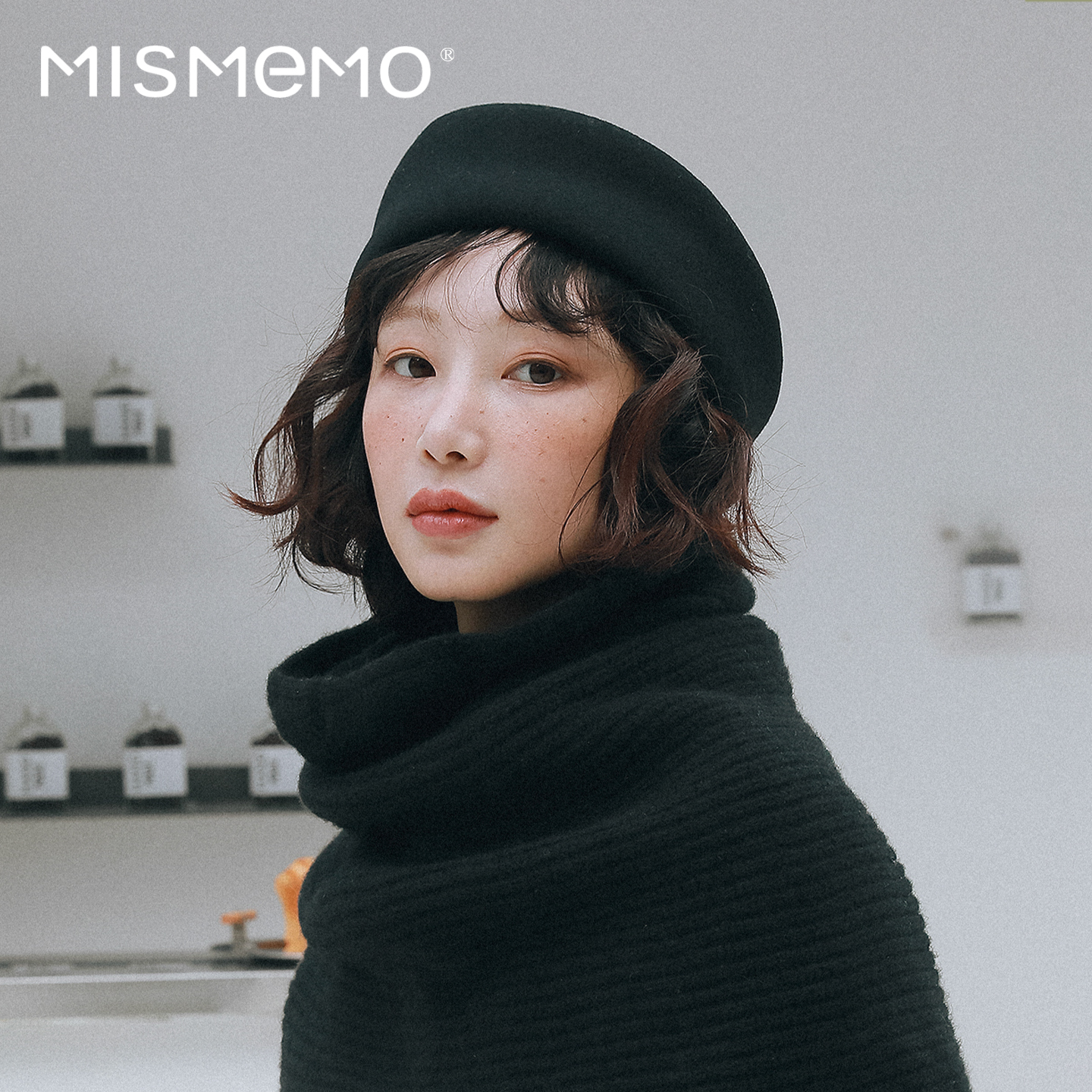 MISMEMO英伦复古羊毛药盒帽女2025新款秋冬圆顶小礼帽小众高级感