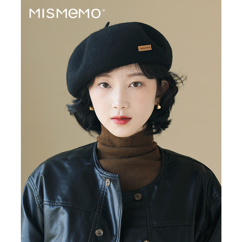MISMEMO绵羊毛贝雷帽女秋冬复古