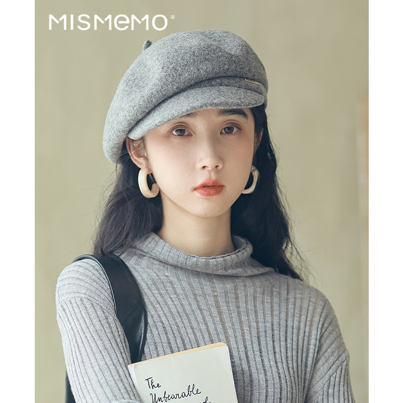 MISMEMO羊毛报童帽女秋冬百搭画家帽