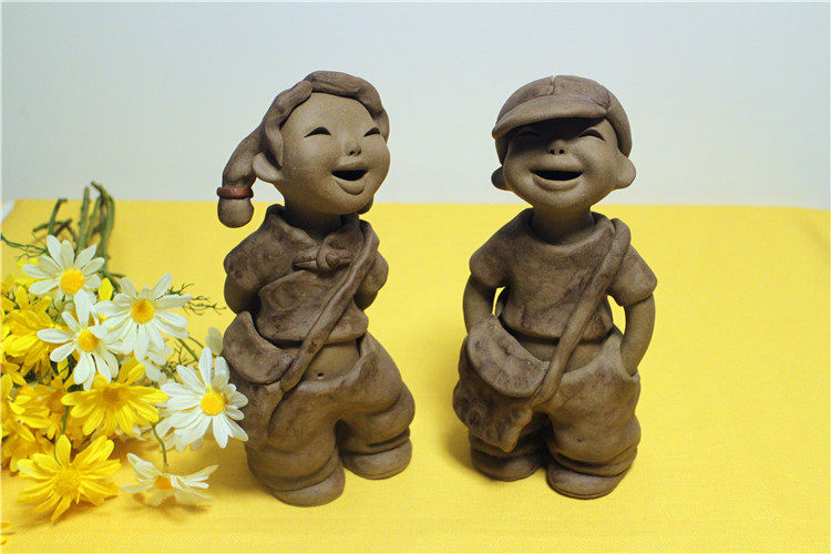 神彩轩陶艺人物 陶土娃娃 泥人 特别惊喜礼物 泥塑 陶艺摆件