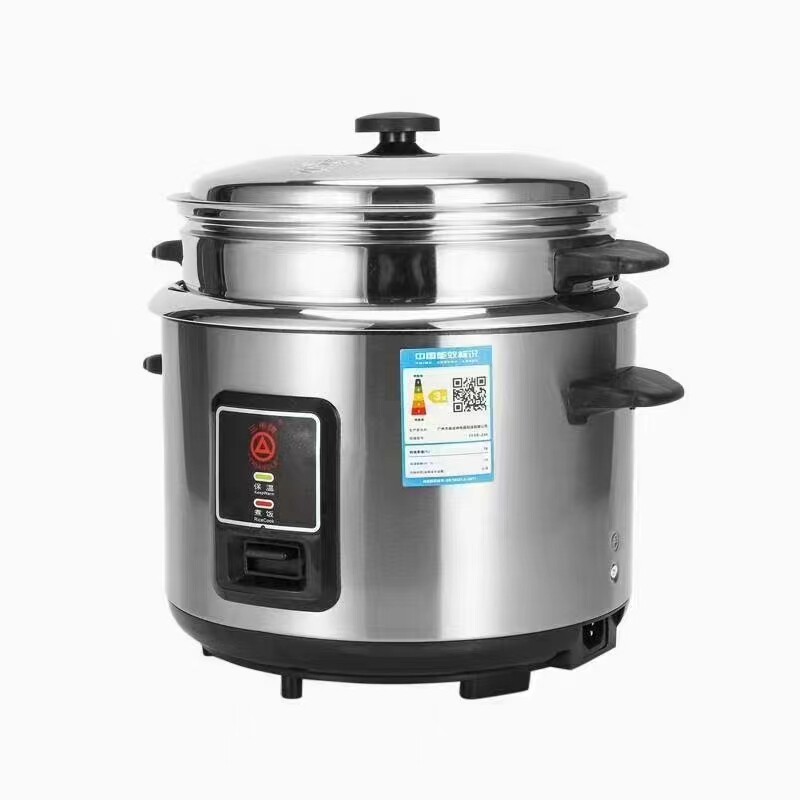 三角电饭煲4L5L6L带蒸笼底盘加热家用不锈钢内胆机械式煲汤